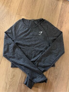 Gymshark Dark Heather Gray Long Sleeve Crop Top